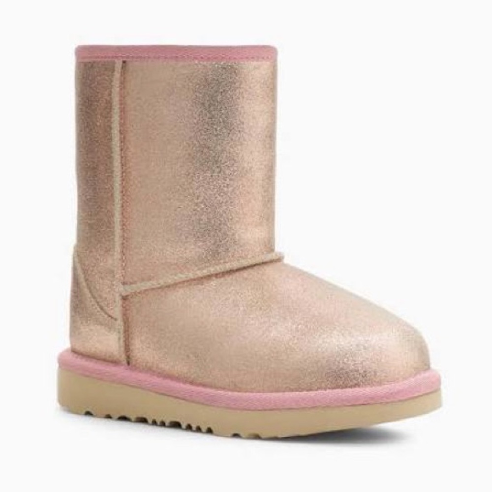 Girls UGG Classic II Metallic Glitter Boot Pink Size 5 Youth